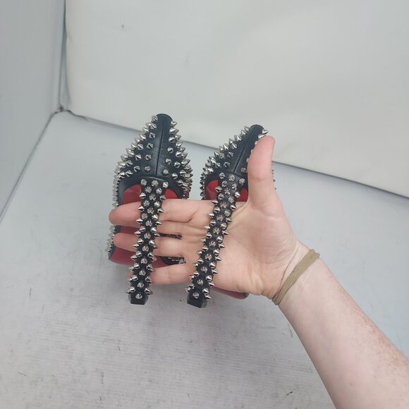 Christian Louboutin Black Condora Leather Spike Stud Pump - Picture 9 of 10